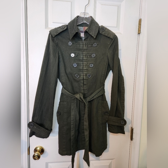 Doki Geki Womens Jacket Juniors Medium Green Military Army Pockets Button Y2K - Picture 1 of 7